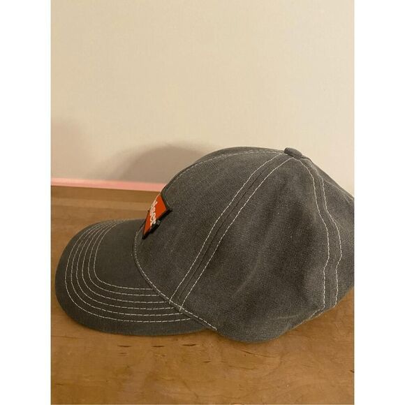 Budweiser Vintage 90s Beer Canvas Cap Gray USA Made OS Rubber Patch Strap back - Picture 2 of 5